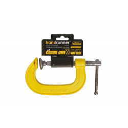 Струбцина G-образная, 75 мм / 3'', чугун, оксидированный винт, hanskonner HK1078-01-075