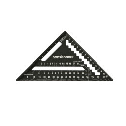 Угольник Свенсона 175мм, алюминиевый сплав, чёрный анодированный корпус, белая шкала, hanskonner HK2020-07-175