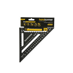 Угольник Свенсона 175мм, алюминиевый сплав, чёрный анодированный корпус, белая шкала, hanskonner HK2020-07-175