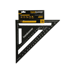 Угольник Свенсона 300мм, алюминиевый сплав, чёрный анодированный корпус, белая шкала, hanskonner HK2020-07-300