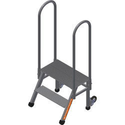 ПА-2 (60-2ПКМ) Подмости (подставки) алюминиевые с 2 поручнями и колесами, наклон лестницы 60 грд. (H=0,5 м) (Алюминиевые конструкции)