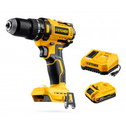 CBS-65-21 Бесщеточная ударная дрель-шуруповерт STEHER 20 В, 65 Н·м, 1 АКБ LMS (2 А·ч)