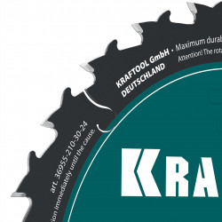 36955-210-30-24 Диск пильный по дереву KRAFTOOL Slim wood cut 210 х 30 x 1.8 мм, 24Т