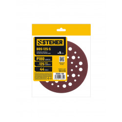 35685-180 STEHER BOS-125-S 125 мм, Р180, шлифовальный круг на липучке, 44 отв., 5 шт.