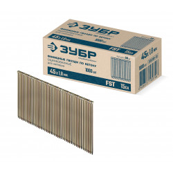 305389-45 ЗУБР FST 45 х 1.8 мм, финишные гвозди по бетону оцинкованные, калибр 15GA, 1000 шт