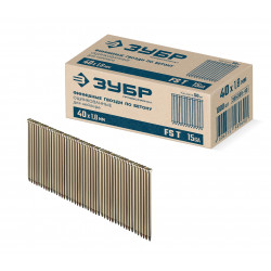 305389-40 ЗУБР FST 40 х 1.8 мм, финишные гвозди по бетону оцинкованные, калибр 15GA, 1000 шт