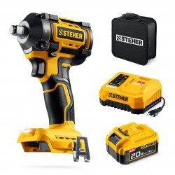 CWB-500-41 Бесщеточный ударный гайковерт STEHER 20 В, 500 Н·м, 1 АКБ LMS (4 А·ч), сумка