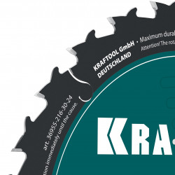 36955-216-30-24 Диск пильный по дереву KRAFTOOL Slim wood cut 216 х 30 x 1.8 мм, 24Т