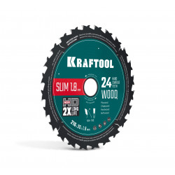 36955-216-30-24 Диск пильный по дереву KRAFTOOL Slim wood cut 216 х 30 x 1.8 мм, 24Т