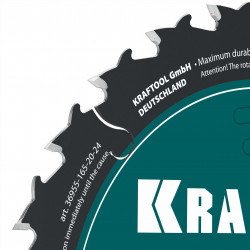 36955-165-20-24 Диск пильный по дереву KRAFTOOL Slim wood cut 165 х 20 x 1.6 мм, 24Т