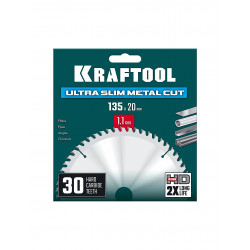 36956-135-20-30 Диск пильный KRAFTOOL Ultra-Slim Metal Cut 135 х 20 x 1.1 мм, 30Т, тонкий рез металла