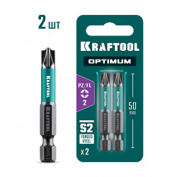 261241-2-50-2 Биты KRAFTOOL OPTIMUM PZ/FL 2, 50 мм, 2 шт