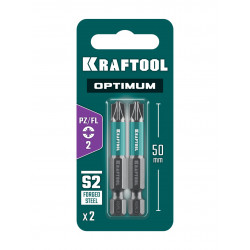 261241-2-50-2 Биты KRAFTOOL OPTIMUM PZ/FL 2, 50 мм, 2 шт