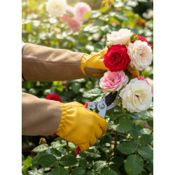 11303-M Кожаные садовые перчатки GRINDA ROSE, M (8), для колючих кустарников с увеличенной крагой, усиленная ладонь и кончики пальцев, PRO Line