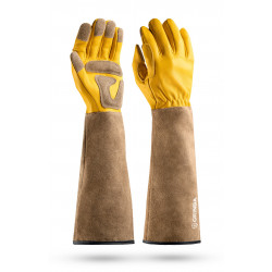 11303-M Кожаные садовые перчатки GRINDA ROSE, M (8), для колючих кустарников с увеличенной крагой, усиленная ладонь и кончики пальцев, PRO Line