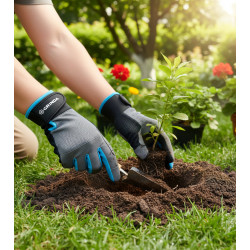 1138-M Садовые перчатки GRINDA FLORA, M (8), из искусственной кожи с усиленным наладонником и кончиками пальцев, противоскользящие, PRO Line