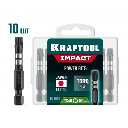 26195-40-50-S10 Ударные биты KRAFTOOL Impact TX 40, 50 мм, 10 шт