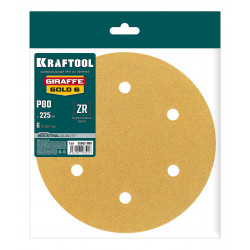 35652-080 KRAFTOOL Giraffe GOLD-6 225 мм, Р80, шлифовальный круг на липучке, 6 отв.