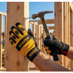 11410-XL Комбинированные перчатки STAYER STRIKER р.XL (10), для тяжелых механических работ