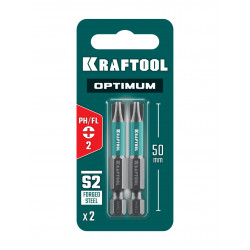 261221-2-50-2 Биты KRAFTOOL OPTIMUM PH/FL 2, 50 мм, 2 шт