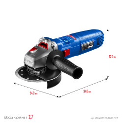 Одноручная УШМ ЗУБР УШМ-П125-1800 ПСТ 1800 Вт, d125 мм, Профессионал
