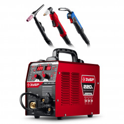 Полуавтомат сварочный ПСГ-М9-220-Р ЗУБР MIG & CUT 5-в-1, MIG / MAG, PLASMA CUT, FCAW, MMA, TIG, 220 А, с газом / без газа, горелка ПСГ-220