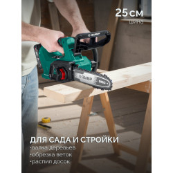 Пила цепная аккумуляторная ПЦБ-2025-21 ЗУБР 20 В, 250 мм шина, 1 АКБ LMS (2 Ач)