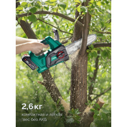 Пила цепная аккумуляторная ПЦБ-2025-21 ЗУБР 20 В, 250 мм шина, 1 АКБ LMS (2 Ач)