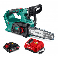 Пила цепная аккумуляторная ПЦБ-2025-21 ЗУБР 20 В, 250 мм шина, 1 АКБ LMS (2 Ач)