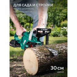Пила цепная аккумуляторная ПЦБ-4030-22 ЗУБР 40 В, (2x20В), 300 мм шина, 2 АКБ LMS (2 Ач)