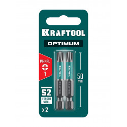 261221-1-50-2 KRAFTOOL OPTIMUM PH/FL 1, 50 мм, 2 шт, биты (261221-1-50-2)