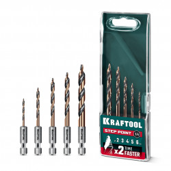 29653-H5 KRAFTOOL STEP POINT, 5 шт, набор сверл по металлу для винтовёртов и шуруповертов IMPACT READY