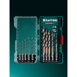29653-H10 KRAFTOOL STEP POINT, 10 шт, набор сверл по металлу для винтовёртов и шуруповертов IMPACT READY
