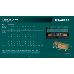 29656-H118 KRAFTOOL Cobalt, 118 шт, (1-13 мм), сталь М42, HSS-Co(8%), набор сверл по металлу