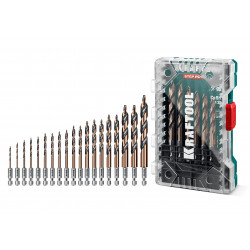 29653-H19 KRAFTOOL STEP POINT, 19 шт, набор сверл по металлу для винтовёртов и шуруповертов IMPACT READY