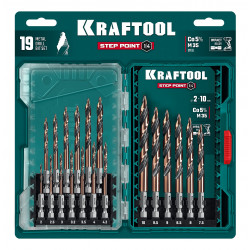 29653-H19 KRAFTOOL STEP POINT, 19 шт, набор сверл по металлу для винтовёртов и шуруповертов IMPACT READY