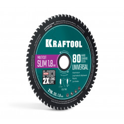 36957-216-30-80 KRAFTOOL Slim multi cut 216 х 30 x 1.8 мм, 80Т, диск пильный по дереву