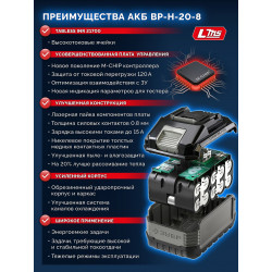 BP-H-20-8 Аккумулятор LMS ЗУБР High Power, 20 В, 8.0 А·ч, ПРОФЕССИОНАЛ