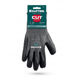 11245-XL Перчатки KRAFTOOL CUT PROTECT, XL (10), с кевларовой нитью для защиты от порезов, с рельефным латексным покрытием