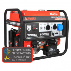 Генератор A-iPower A7000EAX в супертихом зимнем кожухе 1400SS RAL 7024