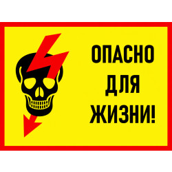 Знак безопасности (пластик) ''Опасно для жизни!'' 280x210 мм