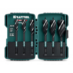 29513-H6 KRAFTOOL 3-Wave 6шт, набор, трехзаходные сверла по дереву с резьбовым центрующим острием (29513-H6)
