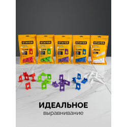 33842-H50 STAYER СВП TileFix, комплект: 1,5 мм, зажим + клин, 50 + 50 шт, система выравнивания плитки ″ворота″ (33842-H50)