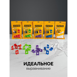 33843-H50 STAYER СВП TileFix, комплект: 2,0 мм, зажим + клин, 50 + 50 шт, система выравнивания плитки ″ворота″ (33843-H50)