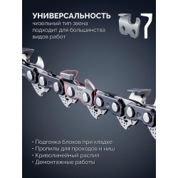 71307-40 ЗУБР CONCUT тип 7, 40 см, шаг 3/8″, паз 1.5 мм, 58 звеньев, цепь, Профессионал (71307-40)