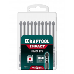 26191-2-100-S10 KRAFTOOL Impact PH 2, 100 мм, 10 шт, ударные биты (26191-2-100-S10)