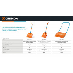 39949 Ударопрочный снеговой движок (скрепер) GRINDA Poly-C 700, ковш из морозостойкого поликарбоната 690мм, PROLine