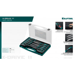 25811 Набор отверток KRAFTOOL X-Drive 11, 11 шт., в кейсе