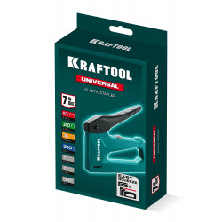 3152 Универсальный легкий степлер KRAFTOOL Universal, 7-в-1: 53 (A/10/JT21) 23GA (6 - 14 мм) / 140 (G/11/57) 20GA (6 - 14 мм) / T20/ 73/ 36/ 300/ 500