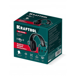 11351 Защитные наушники KRAFTOOL ACTIVE защита до 109 дБ, активные, усиление звука речи, AUX разъем для аудиовхода